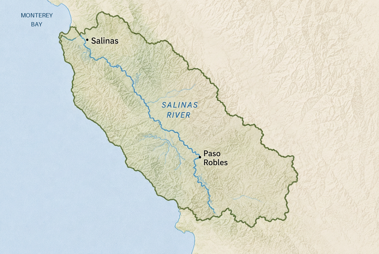 Map of the Salinas River watershed
